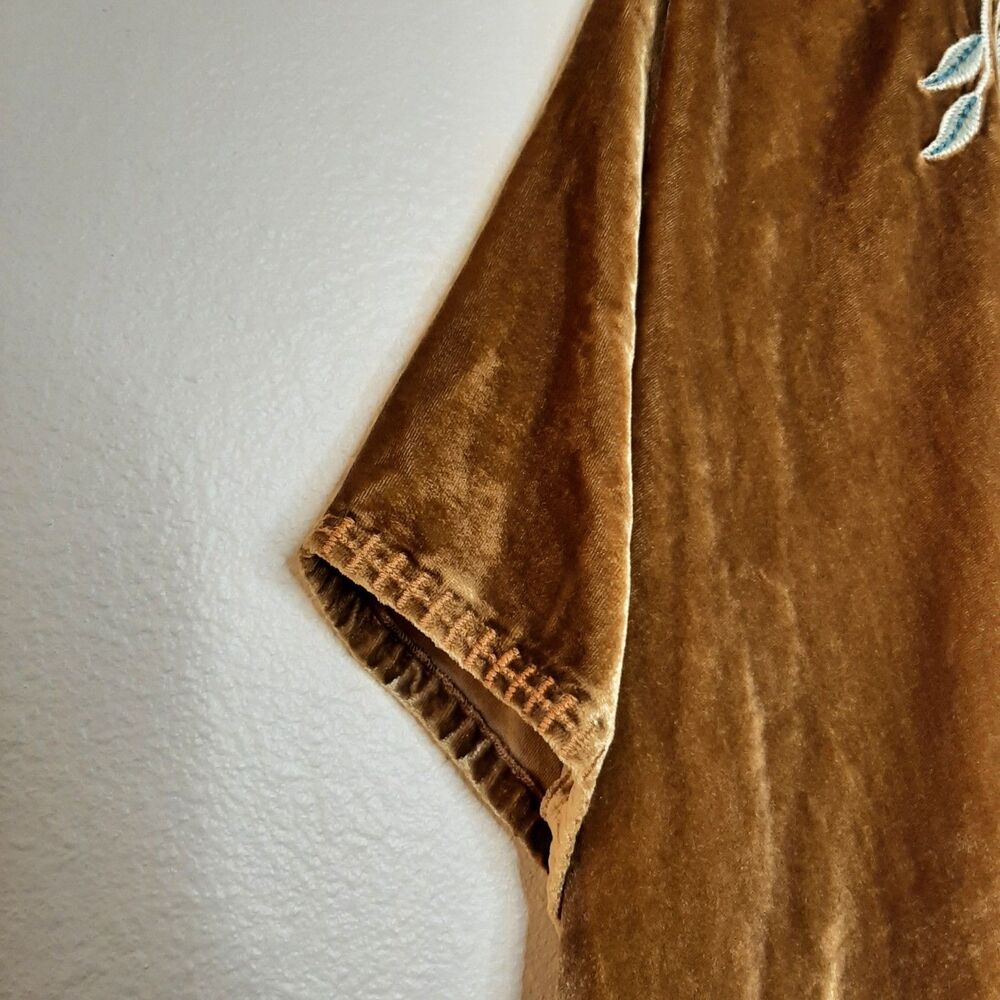 NEW Johnny Was Serafina Kaftan Dress Brown / Yellow Women M Embroidery Velvet - Picture 9 of 16